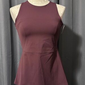 Spanx 2 in 1 Peplum Mock Neck Tank in Bitter Coco